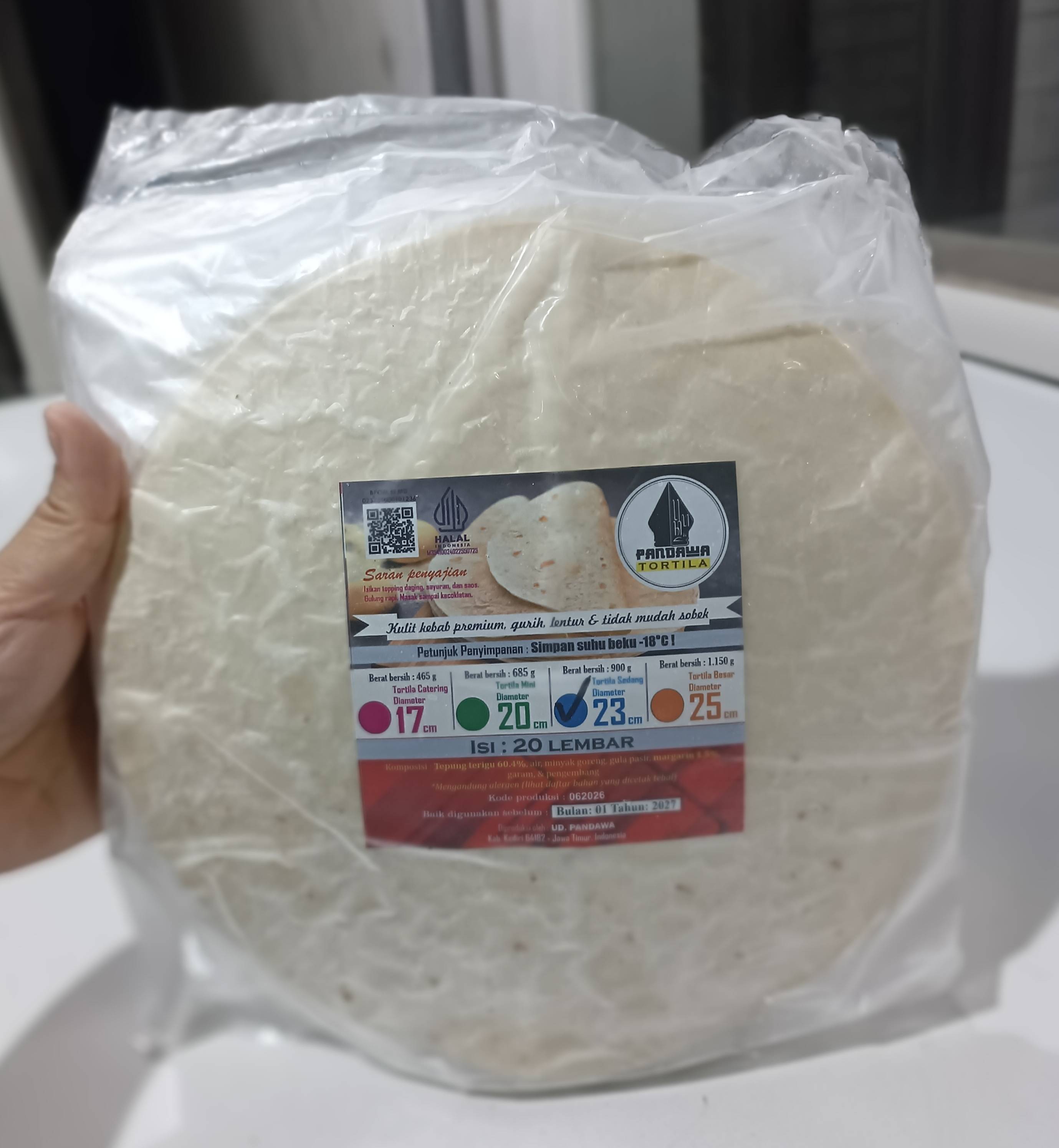 Kulit Kebab / Tortila Pandawa diameter 23cm 
